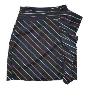 DownEast Basics Striped Black Skirt with Ruffle Detail Women's Size XS